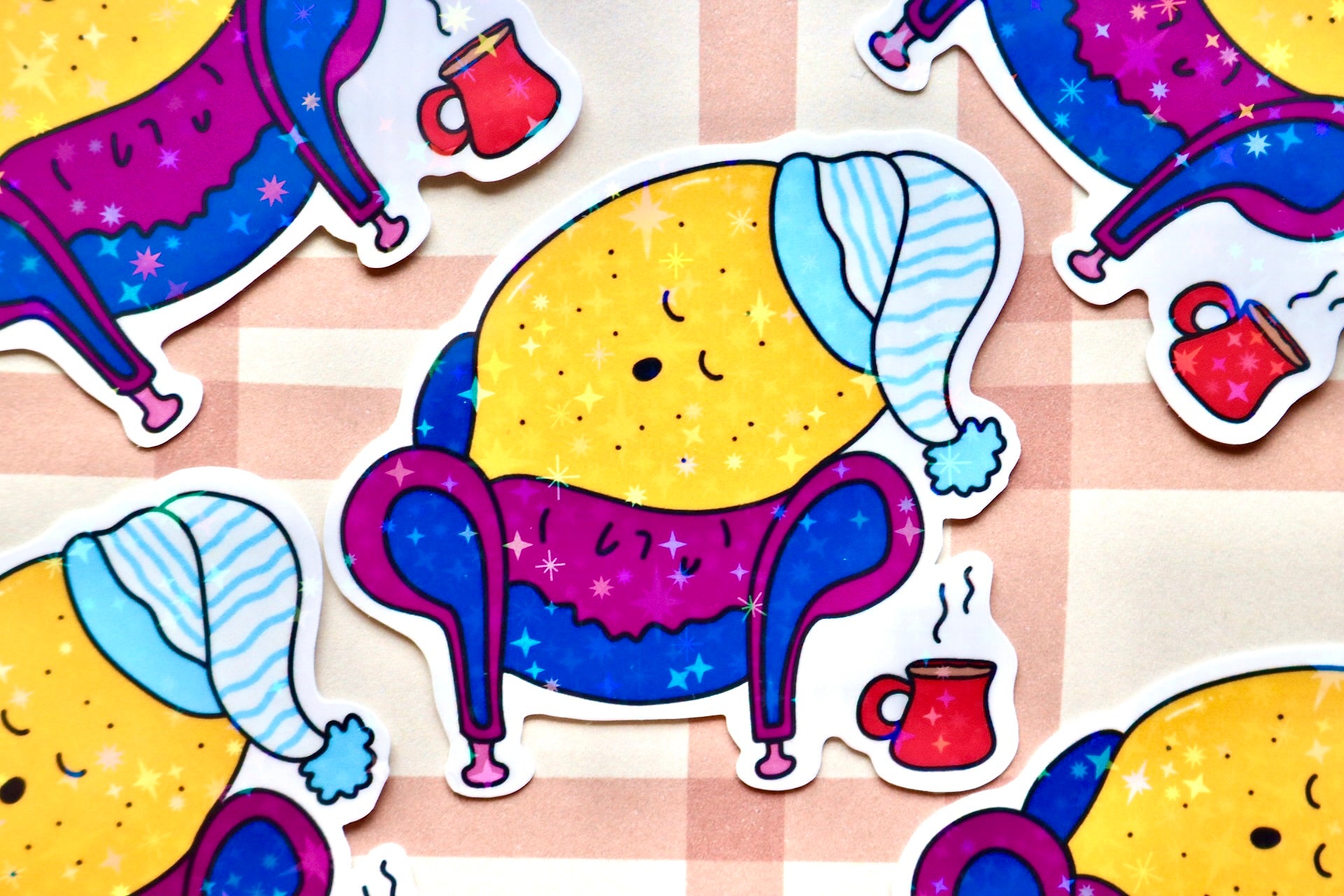 'Sleepy Lemon' Die Cut Sticker