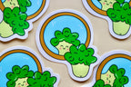 'Broccoli in the mirror' Die Cut Sticker