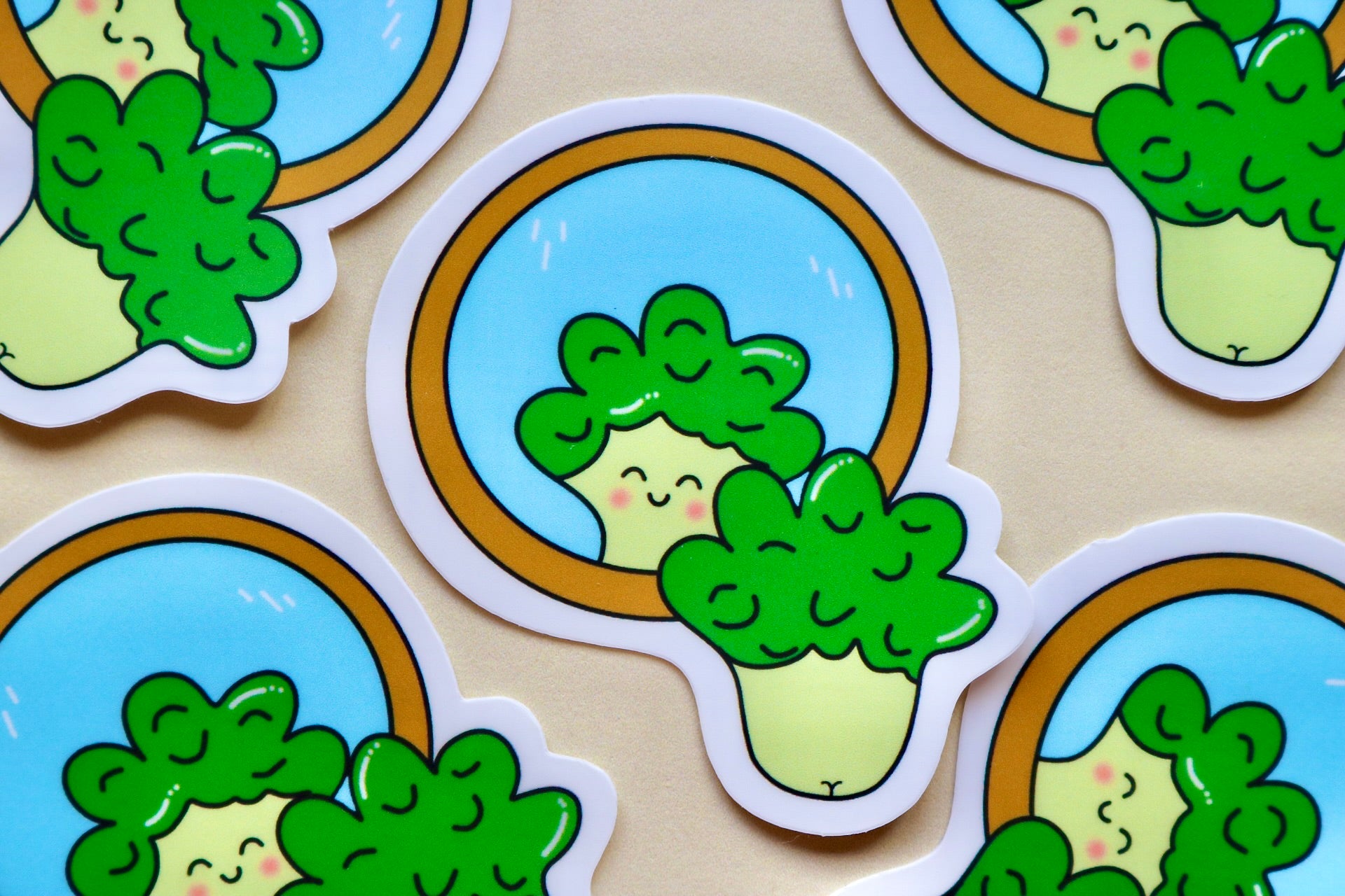 'Broccoli in the mirror' Die Cut Sticker