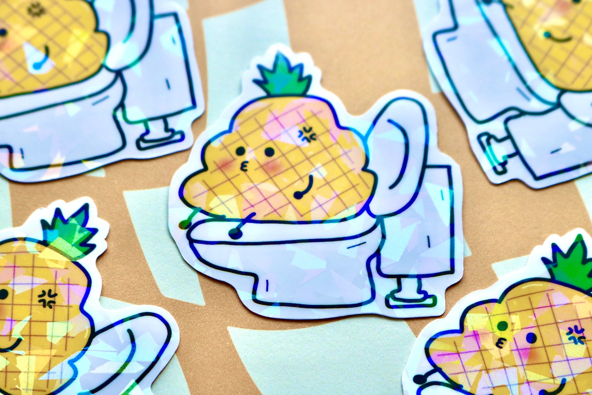 'Pineapple on Toilet' Die Cut Sticker