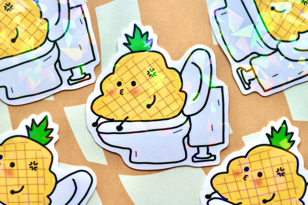 'Pineapple on Toilet' Die Cut Sticker