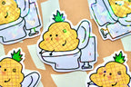 'Pineapple on Toilet' Die Cut Sticker