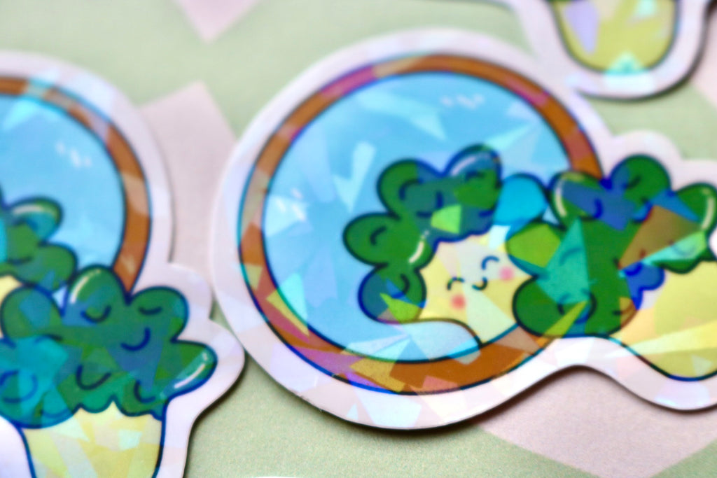 'Broccoli in the mirror' Die Cut Sticker