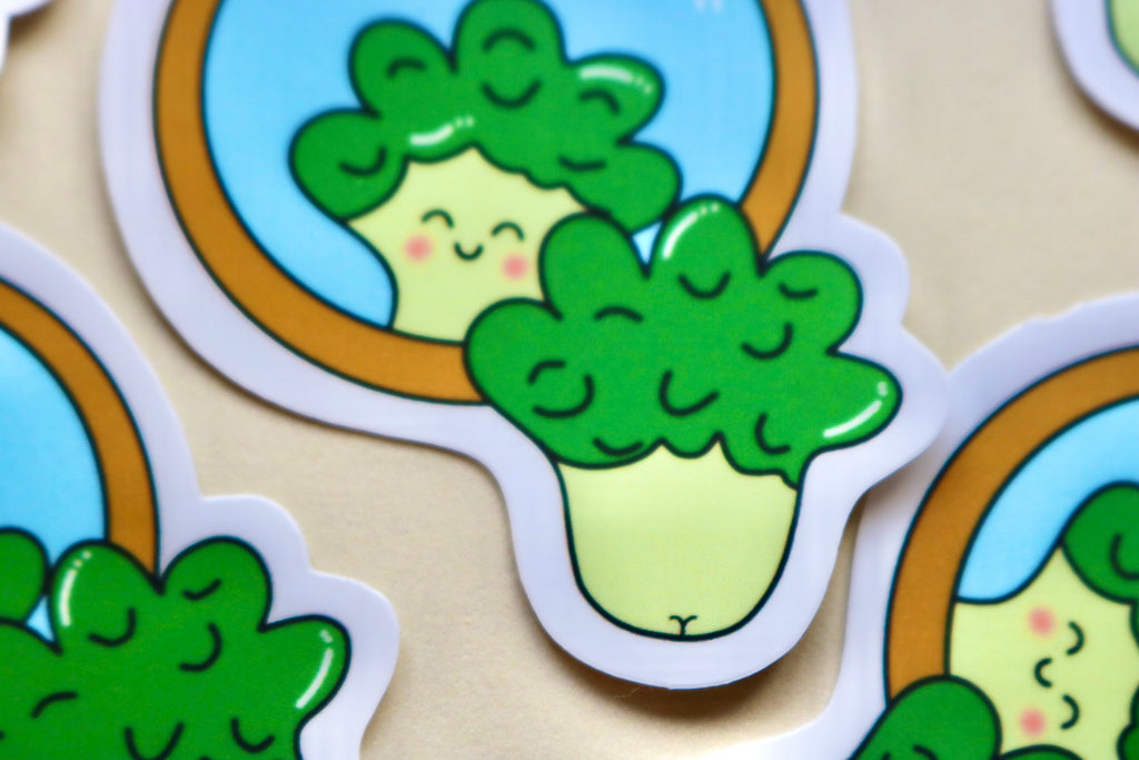 'Broccoli in the mirror' Die Cut Sticker