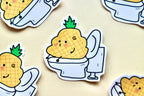 'Pineapple on Toilet' Die Cut Sticker