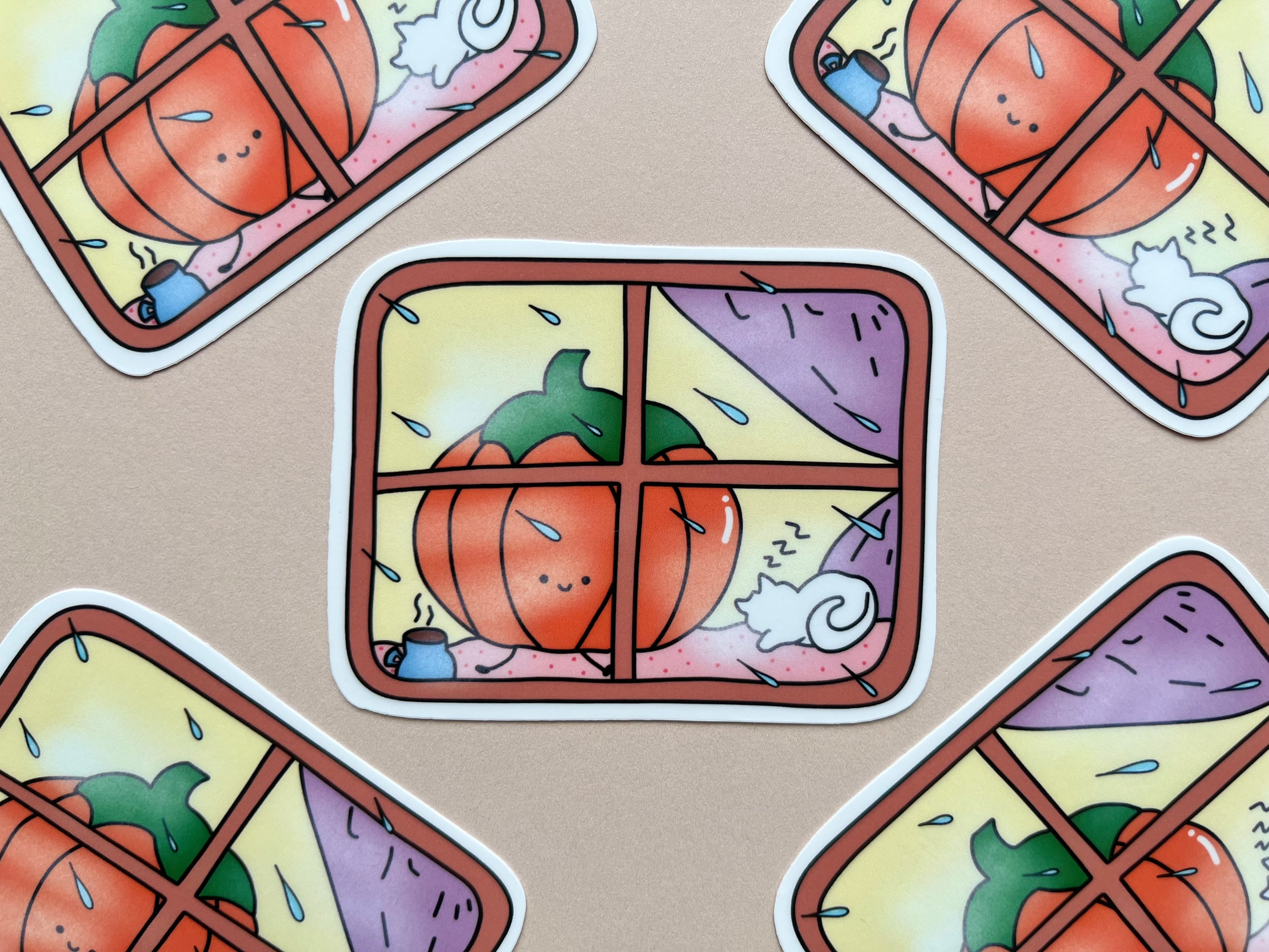 'Cozy Pumpkin' Die Cut Sticker