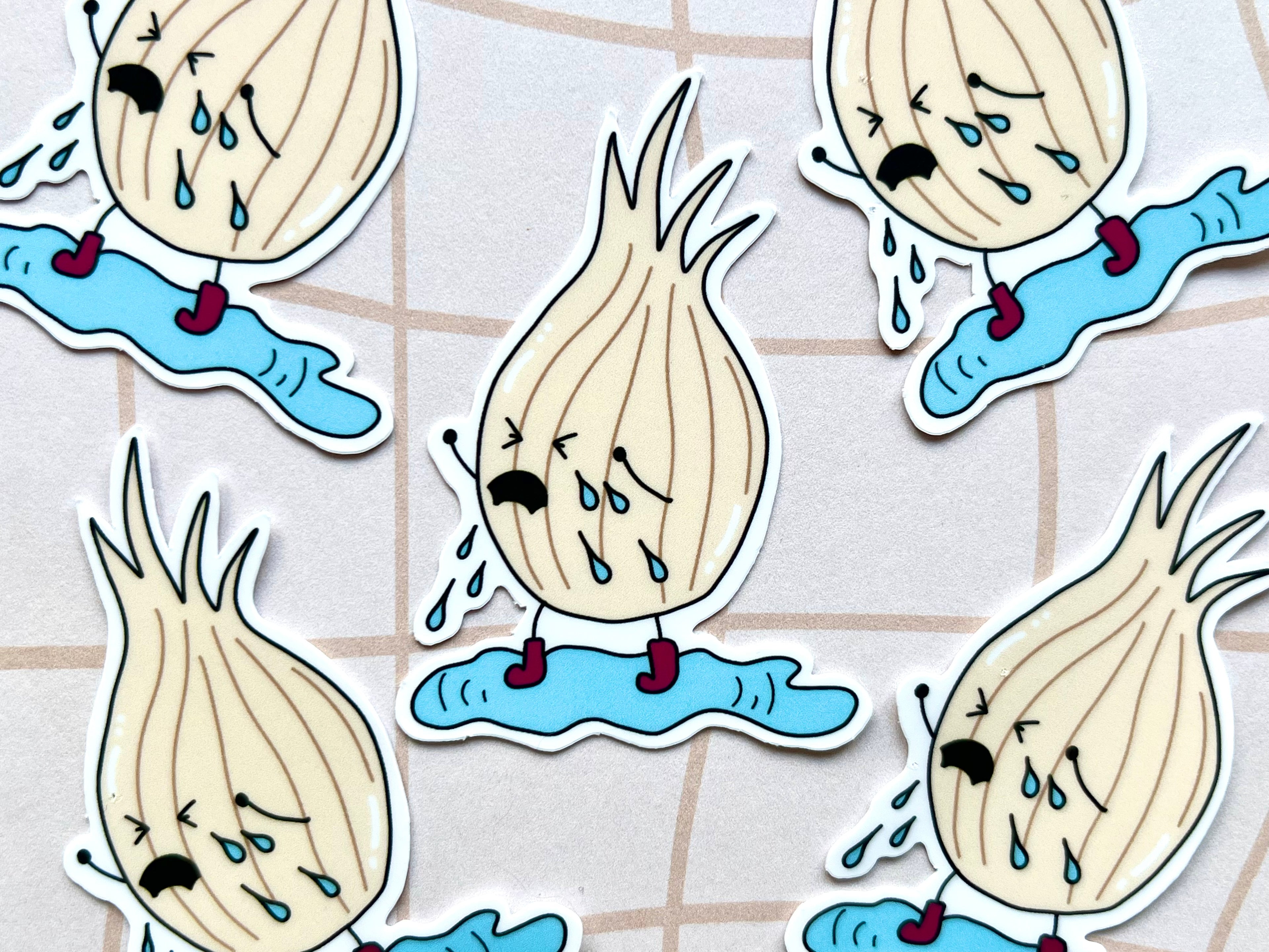 'Crying Onion' Die Cut Sticker